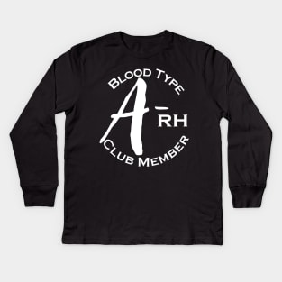 Blood type A minus club member - Dark Kids Long Sleeve T-Shirt